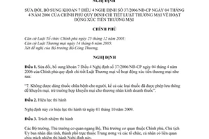 Nghị định 68/2009/NĐ-CP hoạt động xúc tiến thương mại hướng dẫn Luật Thương mại sửa đổi Nghị định 37/2006/NĐ-CP