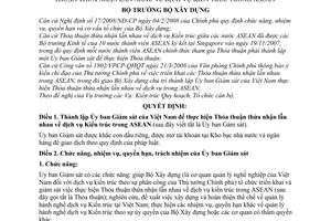 Quyết định 815/QĐ-BXD thành lập Ủy ban giám sát thực hiện thỏa thuận thừa nhận lẫn nhau dịch vụ kiến trúc Asean