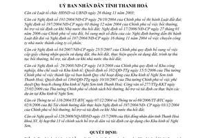 Quyết định 2622/2009/QĐ-UBND chính sách hỗ trợ di dân tái định cư Tỉnh Thanh Hóa