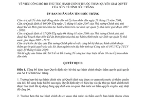 Quyết định 171/QĐ-UBND công bố bộ thủ tục hành chính