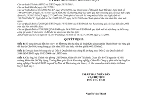 Quyết định 2447/QĐ-UBND bổ sung đơn giá đất khu hạ tầng kỹ thuật Khu công nghiệp Thanh Bình vào bảng giá đất năm 2009 tỉnh Bắc Kạn