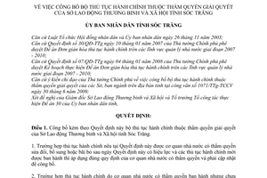 Quyết định 166/QĐ-UBND công bố bộ thủ tục hành chính