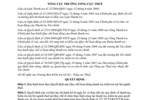 Quyết định 908/QĐ-TCT năm 2009 Thanh tra kiểm tra nội bộ ngành thuế