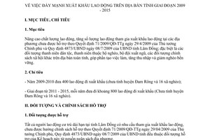 Kế hoạch 6365/KH-UBND đẩy mạnh xuất khẩu lao động trên địa bàn tỉnh giai đoạn 20