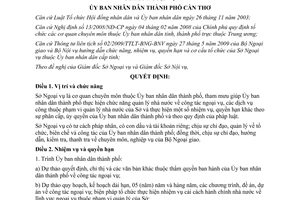 Quyết định 47/2009/QĐ-UBND chức năng nhiệm vụ quyền hạn Sở Ngoại vụ Cần Thơ