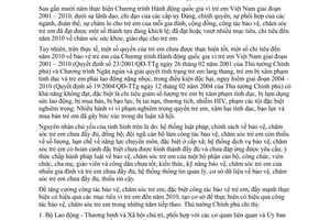 Chỉ thị 1408/CT-TTg tăng cường công tác bảo vệ, chăm sóc trẻ em