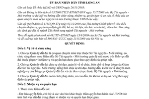 Quyết định 50/2009/QĐ-UBND nhiệm vụ quyền hạn Chi cục Quản lý đất đai Long An