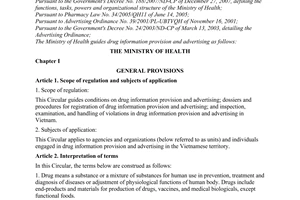 Circular No. 13/2009/TT-BYT, guiding drug information provision and advertising