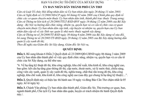 Quyết định 48/2009/QĐ-UBND bổ sung Quyết định 23/2009/QĐ-UBND chức năng, nhiệm vụ, quyền hạn cơ cấu tổ chức Sở Xây dựng