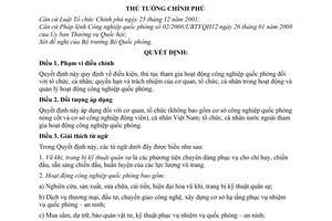 Quyết định 111/2009/QĐ-TTg điều kiện, thủ tục tham gia hoạt động công nghiệp quốc phòng