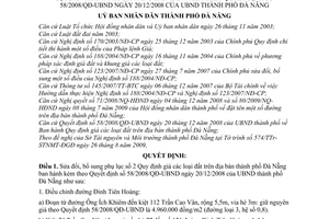 Quyết định 22/2009/QĐ-UBND sửa đổi Phụ lục 2 Quy định giá các loại đất trên địa bàn thành phố Đà Nẵng