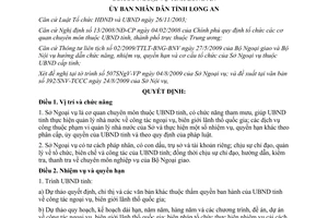 Quyết định 51/2009/QĐ-UBND chức năng nhiệm vụ quyền hạn Sở Ngoại vụ Long An
