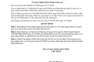 Quyết định 25/2009/QĐ-UBND chức năng nhiệm vụ quyền hạn Sở Tài chính Lào Cai