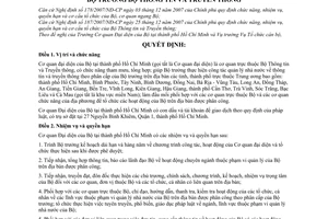 Quyết định 1253/QĐ-BTTTT  chức năng, nhiệm vụ, quyền hạn cơ cấu tổ chức Cơ quan đại diện Bộ tại thành phố Hồ Chí Minh