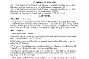 Quyết định 2146/QĐ-BTC chức năng, nhiệm vụ, quyền hạn cơ cấu tổ chức Vụ Hợp tác quốc tế