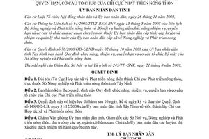 Quyết định 48/2009/QĐ-UBND đổi tên Chi cục Hợp tác xã phát triển nông thôn Tây Ninh