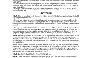 Quyết định 4616/QĐ-UBND công bố bộ thủ tục hành chính thẩm quyền giải quyết Sở Xây dựng thành phố Hà Nội