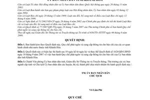 Quyết định 71/2009/QĐ-UBND  Quy chế phát ngôn cung cấp thông tin cho báo chí các cơ quan hành chính nhà nước tỉnh Khánh Hòa