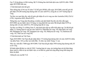 Thông báo 1684/TB-DPMT tình hình dịch cúm A H1N1