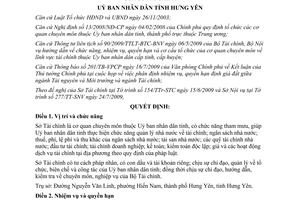 Quyết định 1769/QĐ-UBND năm 2009 chức năng nhiệm vụ Sở Tài chính Hưng Yên