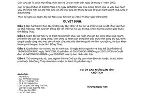 Quyết định 20/2009/QĐ-UBND trình tự giải quyết công việc theo cơ chế một cửa
