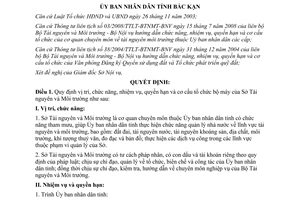 Quyết định 2735/2009/QĐ-UBND cơ cấu tổ chức bộ máy Sở Tài nguyên Môi trường Bắc Kạn