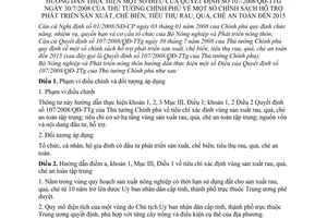 Thông tư 59/2009/TT-BNNPTNT hướng dẫn Quyết định 107/2008/QĐ-TTg hỗ trợ phát triển sản xuất, chế biến, tiêu thụ rau quả chè an toàn đến 2015