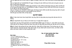 Quyết định 33/2009/QĐ-UBND cấp phép xây dựng trên địa bàn tỉnh An Giang