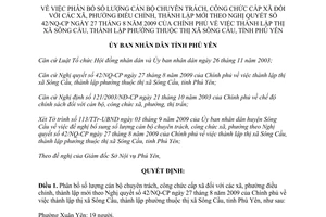 Quyết định 1677/2009/QĐ-UBND phân bổ cán bộ chuyên trách công chức xã Phú Yên