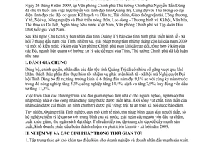 Thông báo 282/TB-VPCP kết luận Thủ tướng Nguyễn Tấn Dũng buổi làm việc trực tuyến lãnh đạo tỉnh Quảng Trị