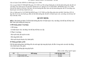 Quyết định 142/2009/QĐ-UBND chế độ dinh dưỡng huấn luyện viên vận động viên thể dục thể thao Bắc Ninh