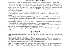 Quyết định 07/2009/QĐ-UBND Quy chế tổ chức hoạt động Phòng Nội vụ quận 5