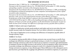 Circular No. 177/2009/TT-BTC of September 10, 2009, guiding the determination of taxable incomes from exchange rate differences of foreign-currency payable debts