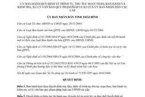 Quyết định 13/2009/QĐ-UBND thủ tục soạn thảo ban hành kiểm tra xử lý văn bản quy phạm Thái Bình