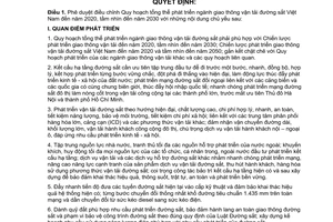 Quyết định 1436/QĐ-TTg phê duyệt điều chỉnh Quy hoạch tổng thể phát triển ngành đường sắt Việt Nam đến năm 2020 tầm nhìn 2030