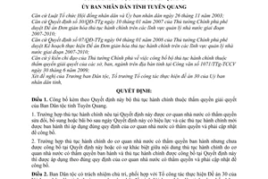 Quyết định 307/QĐ-UBND công bố bộ thủ tục hành chính