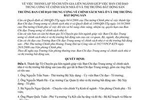 Quyết định 906/QĐ-BCĐNO&TTBĐS thành lập Tổ Chuyên gia liên ngành giúp việc Ban Chỉ đạo Trung ương chính sách nhà ở thị trường bất động sản
