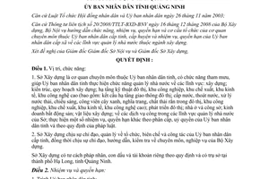 Quyết định 2818/QĐ-UBND năm 2009 chức năng nhiệm vụ Sở Xây dựng Quảng Ninh