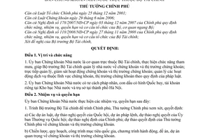 Quyết định 112/2009/QĐ-TTg quy định chức năng nhiệm vụ, quyền hạn cơ cấu tổ chức Ủy ban Chứng khoán Nhà nước thuộc Bộ Tài chính