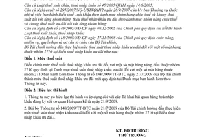 Thông tư 180/2009/TT-BTC mức thuế suất nhập khẩu ưu đãi mặt hàng thuộc nhóm 2710 biểu thuế nhập khẩu ưu đãi