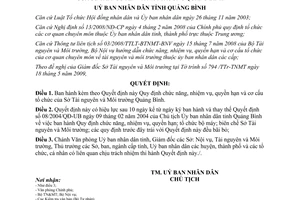 Quyết định 16/2009/QĐ-UBND chức năng nhiệm vụ quyền hạn Sở TNMT Quảng Bình