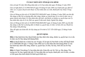 Quyết định 19/2009/QĐ-UBND chức năng nhiệm vụ quyền hạn Sở Xây dựng Quảng Bình