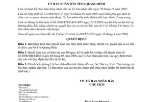 Quyết định 18/2009/QĐ-UBND chức năng nhiệm vụ quyền hạn Sở Y tế Quảng Bình