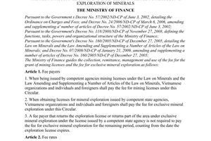 Circular No. 184/2009/TT-BTC, providing for the collection, remittance, management and use of the fee for issuance of mining licenses and