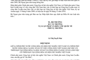 Thông báo hiệu lực Hiệp định công dân Việt Nam làm việc có thời hạn