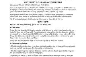 Quyết định 2701/QĐ-UBND 2009 kiện toàn tổ chức hoạt động Trung tâm ứng dụng tiến bộ khoa học Phú Thọ