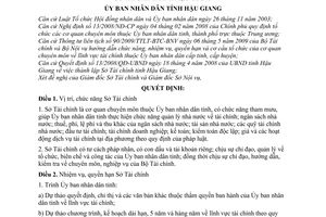 Quyết định 28/2009/QĐ-UBND chức năng, nhiệm vụ, quyền hạn cơ cấu tổ chức bộ máy Sở Tài chính tỉnh Hậu Giang