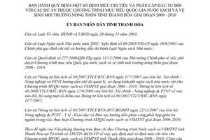 Quyết định 3124/2009/QĐ-UBND chi tiêu phân cấp đầu tư công trình nông thôn Thanh Hóa 2009-2010