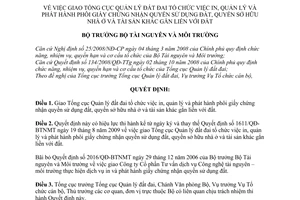 Quyết định 1800/QĐ-BTNMT giaoTổng cục Quản lý đất đai tổ chức việc in,