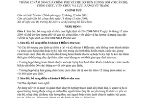 Nghị định 76/2009/NĐ-CP chế độ tiền lương đối với cán bộ, công viên chức lực lượng vũ trang sửa đổi Nghị định 204/2004/NĐ-CP
